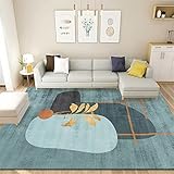 teppich jugendzimmer mädchen lalee teppich Rechteckiger blauer Büroteppich, Schlafzimmerteppich, Arbeitszimmer-Bodenmatte teppich wohnzimmer waschbare teppiche in waschmaschine 160X230CM 5ft 3'X7
