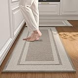 2 Stück Küchenteppich Waschbar rutschfest Teppich Läufer, Weben Küchenmatte Küchenläufer Schmutzfangmatte Küche und im Esszimmer Badematten Set Rückseite aus Naturkautschuk 44x75cm+44x120cm (Braun)