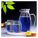 Wasserkrug Kühlschrank Glas Wasserkrug Set Tee Pot Pitcher Champagner Cocktail-Krug- und Tasse Limonade Fruchtsaft for Zuhause, Restaurant, Café Wasserkaraffe (Color : 2L and 2 cups)