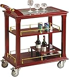 UTMACH Gelagert Barwagen mit Weinregal und Glashalter Schöner und langlebiger Massivholz-Küchenwagen Weinwagen Tee Catering Barwagen Dauerhaft