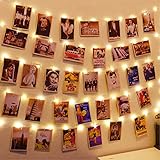 120 LEDs Fotoclips Lichterkette, Warmweiß 40ft Lichterkette mit 52 Klammern und 12 Haken an der Wand, Timer 8 Modi USB Batteriebetrieben Foto Lichterkette für Bilder,Zimmer, Weihnachten, Hochzeiten