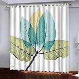 RANIEL Pflanzentextur Vorhang Blickdicht Gardinen mit Ösen Bl盲Tter 3D Druck Blickdichte Vorhänge Vorhang Verdunkelung Wärmeisolierend Wohnzimmer Schlafzimmer 2 Stück 110x215 cm (BxH)