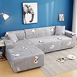 ZCXRYFL L Form Sofabezug Stretch Stoff Sofa üBerzug Rutschfester Sofa Cover Relaxsessel Ecksofa Kombination Couch üBerzug MöBelschutz Couchbezug FüR Hunden Und Katzen(ＡＡ（160-210cm）+BB（210-280cm）,A)