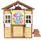 Spielhaus kinder outdoor Gartenhaus kinder Kinder spielhaus für draußen Kinderhaus Gartenhaus mit einem Hocker Wurfspiele und einer Tafel, Großes Paradies für Indoor und Outdoor, 113.2*99*129,2 cm