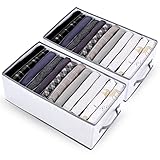 sprecenk Ordnungssystem Organizer Kleiderschrank, 12 Gitter Aufbewahrungsboxen Schubladen Organizer, 2 Stück Faltbare Hosen Aufbewahrung Kleideraufbewahrung für T-Shirts, Shorts, Babykleidung, Grau