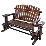 Indoor-Chaiselounge-Stuhl, 67 Zoll, Outdoor-Park-Gartenbank, doppelt verschiebbarer Schaukelstuhl, Terrasse, Innenhof, karbonisierte Massivholzbank, wetterbeständiger Veranda-Stuhl, Schaukel-Lounge-St