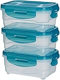 Amazon Basics Frischhaltedosen luftdicht, 3er-Set, 3 x 0,6 l - Hellblau