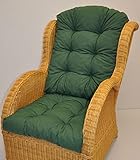 Premium Qualität - Polster / Kissen / Ersatzpolster für Rattan Ohrensessel / Rattansessel , Colore Verde Scuro (dunkelgrün)