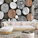 YOUPO Bewegliches Wandbild Luxus 3D-Marmorimitation Holzmaserung kreisförmige Mustertapete Schlafzimmer Wohnzimmer TV Sofa Hintergrund