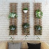 [en.casa] Wandregal Herwijnen für Blumentopf 3er Set Balkon Pflanzenregal hängend für innen außen Hängeregal Blumenregal Dunkler Holzton