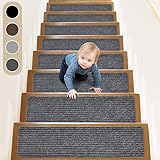 ToStair Stufenmatten, 76cmx20cm(15 stück) Anti-Rutsch Treppen Treppenstufen für Holzstufen, Stufenschutz Stufenteppich Innenbereich für Kinder Ältere und Hunde,Grau