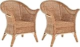 Extra breiter Rattansessel Natur Rattanstuhl Flechtsessel Lounge Korbsessel (Set/2 Natur)