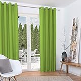 Beautissu 2er Set Gardine Thermovorhang Amelie 140x245 cm Ösen-Schal Vorhang Blickdicht & Verdunkelung - isolierende Thermogardine Ösenaufhängung Grün