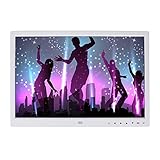 15Zoll Digital Foto Rahmen,exquisiter USB 1280x800 HD Touchscreen Digital Fotorahmen mit Halterung,integrierter Mikrofon Support Wecker,Kalender,Musikvideo Player,Geschenk für Familie,Freund(Weiß)