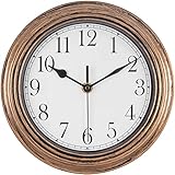 SkyNature Wanduhr Kleine, Klassisch Vintage Dekor Wanduhr, Ohne Tickgeräusche Batteriebetriebene Analoge Wanduhr, Retro Wanduhr für Küche, Wohnzimmer, Schlafzimmer, Büro - Bronzefarben, 9'/23cm