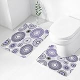 2-teiliges Badteppich-Set, Badematte-Set & U-förmiger Toilettenteppich,Verstreute runde große und kleine mit Mandala-inspiriertem Design Bedruckte rutschfeste Duschvorleger.