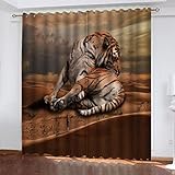 150x166cm Tiervorhänge Tiger In Der Wüste Bedruckte Vorhänge Für Wohnzimmer,Verdunkelnde Wohnzimmervorhänge 2 Stück,Kindervorhänge