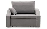 BETTSO -Sofa Sessel mit Schlaffunktion Schlafsessel Gästebett Klappsofa Bettfunktion mit Bettkasten Couch Sofagarnitur Salon Jugendzimmer - Rodrigo 90 Hellgrau