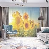 RIJPEX Mode Moderne Blumenpflanzen Gedruckte Vorhänge, Halb Blackout Grommet Top-Vorhang, Thermisch Isolierter Raumverdunkeln Für Kinderzimmer Schiebetür-K 350X270 cm (138 X 106 Zoll)