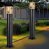 KSIBNW 2 Stuck LED Wegeleuchten Außen,60CM, 9W LED Gartenlampe,Gartenleuchten mit Strom,Wasserdicht IP65,Warmweiß 3000K, Standleuchte Aussen Pollerleuchte,Aussenleuchte Gartenleuchte