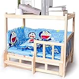 QQ HAO Nachttisch Erhöhtes Hundebett, Mit Bettzeug, Vollholzrahmen, Bodenfrei, Feuchtigkeitsbeständig, Abnehmbares Haustierbett Aus Holz,S