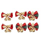 ABOOFAN 6 Stück Weihnachtsdeko-Kleiderbügel Zum Dekorieren Von Weihnachtsglocken Weihnachtsbaumglocke Krippenzubehör Geschenk Kranzdekorationen Roter Türgriff Weihnachtsschleife