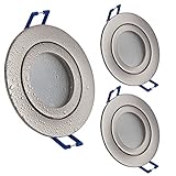 YanFeiYit 3x LED Einbaustrahler rund Edelstahl-gebürstet 5W warmweiß flach 230V – Einbauleuchte IP44 auch für Bad, Außenbereich – Bohrloch Ø60mm Badezimmer Decken-Spot Badeinbaustrahler