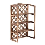 Outsunny Blumenständer Blumenregal Pflanzregal Blumenbank 3 Etagen Tannenholz (Modell8)