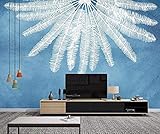 Frische weiße blaue Palmblätter Moderne 3D-Wandbilder Modern Wanddekoration fototapete 3d Tapete effekt Vlies wandbild Schlafzimmer-400cm×280cm