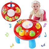kimonca Spieltisch Baby Activity Table, Musik Aktivität Tisch Baby Lerntisch, Musik Spielzeug mit Trommel Kinderspielzeug Geschenk für 18 Monaten 1 Jahr Kinder Junge Mädchen