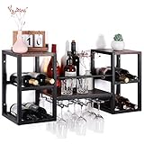 CRUDATE Hängendes Weinregal zur Wandmontage, schwebendes Likör-Flaschenregal mit 3 Team-Glashalter, Weinregal, Bar-Regale, Stielglas-Regal für Wand, Weinaufbewahrung, Esszimmer, Küche