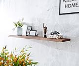DELIFE Wandboard Live-Edge Akazie Braun 145 cm Massivholz Baumkante Wandregal