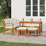 Yolola Lounge Gartenmöbel Set Holz mit Kisse Mecksofa Garten Holz Balkonmöbel Holz Sitzgruppe Garten Loungemöbel Terrasse Gartenlounge Sofa Outdoor Gartensofa Sitzbank Gartensessel