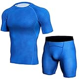 wjiNFDFG Zauber Westens Herren Frühjahr und Sommer Sportanzug einfarbig Rundhals Kurze Ärmel schnell trocknend Fitness Sport Top Short Set Anzug Rot