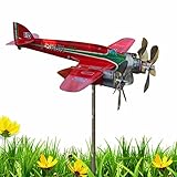 Flugzeug Windspiel Metall Windmühle Windrichtungsanzeiger, Rasendekoration, Windräder, Windkunst für Hof, Garten, Bauernhof, Fenster