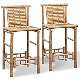 JKYOU Barhocker, 2 Stück, Bambus, Stühle, Tisch und Barhocker