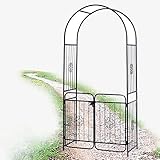 LekLai Schwarzer Gartenbogen, Pergola-Laube Mit Tor, Torbogen Für Kletterpflanzen Im Freien, Rasen-Hinterhof-Terrassen-Party-Spalier B100Xh220X50Cm