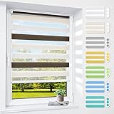 smartdemo Doppelrollo klemmfix ohne Bohren & mit Bohren, 90 x 200 cm (BxH) Weiß Creme Braun, 3-in-1 Duo Rollos für Fenster & Tür, Fensterrollo innen, Klemmrollo Rollo Sonnenschutz & Sichtschutz