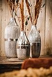 MichaelNoll Vase 3er Set Blumenvase Gefäß Pokalvase Dekovase Aluminium Silber 20,5/25 / 31 cm
