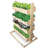 Vertikalbeet Hochbeet Holz 4 Etagen Blumenkasten - Blumentreppe Kräuterbeet Frühbeet Blumenbeet Pflanzkasten inkl. Gartenvlies - Stufenbeet 83 x 26 x 115 cm für Terrasse Balkon & Wintergarten