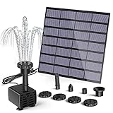 AMZtime Solar Springbrunnen 1.5W DIY Solar Teichpumpe 2023 Upgrade mit 3m Kabel Solarbrunnen mit 6 Fontänenstile Solar schwimmender Fontäne Pumpe für Gartenteich, Vogel-Bad, Fisch-Behälter