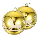 Artibetter 2 Stück Dekorative Kugel Aus Kunststoff Bemalte Kugel Weihnachtskugeln Weihnachtsparty-Dekorationen Hängende Kugel Kunststoff-Anhänger Weihnachtsbaum Hängende Ornamente