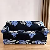 KUNOVO 3 Sitzer Schwarze Karte Jacquard Couchbezüge Stretch Sofabezug Wasserdicht rutschfeste Spandex Sofahusse mit Anti-Rutsch-Schaumstoffe Creative Möbelschutz Sofabezüge
