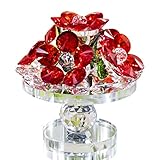 H&D HYALINE & DORA Kristall-rote Blumen-Figur, Glas, Sammlerstück, Geschenk, Ornamente, Heimdekoration, Tischdekoration