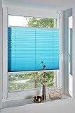 DecoProfi PLISSEE wasserblau/türkis, verspannt, Breite 95cm x 130cm (max. Gesamthöhe Fensterflügel), mit Klemmträger/Klemmfix/ohne Bohren