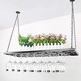 Wine Rack Ceiling Wine Racks Bar Restaurant Wine Glass Rack Home Iron Art Ceiling Mounted Hanging Wine Bottle Holder Metal Iron Rack Goblet Stemware Racks 80X31Cm 80X31Cm (60X31Cm)