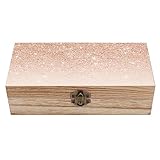 OTRAHCSD Quadratische Holzkiste, Roségold Faux Glitter Holz Aufbewahrungsbox Dekorative Home Holzkiste für Sammlerstücke