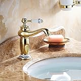 Beelee Gold poliert Armatur Wasserhahn Waschtischarmatur Messing Waschtisch Waschbecken Einhebelmischer für Bad, BL6045G