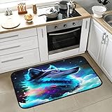 Universe Cloud Wolf K¨¹chenteppiche, K¨¹chenbodenmatte, rutschfest, Anti-M¨¹digkeit, K¨¹chenmatten f¨¹r Boden, gepolsterter K¨¹chenl?ufer, Teppich f¨¹r Flur, Badezimmer, Esszimmer, 99,1 x 50,8 cm