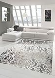 Designer Teppich Moderner Teppich Wollteppich Meliert Wohnzimmerteppich Wollteppich Ornament Grau Cream Taupe Größe 200 x 290 cm